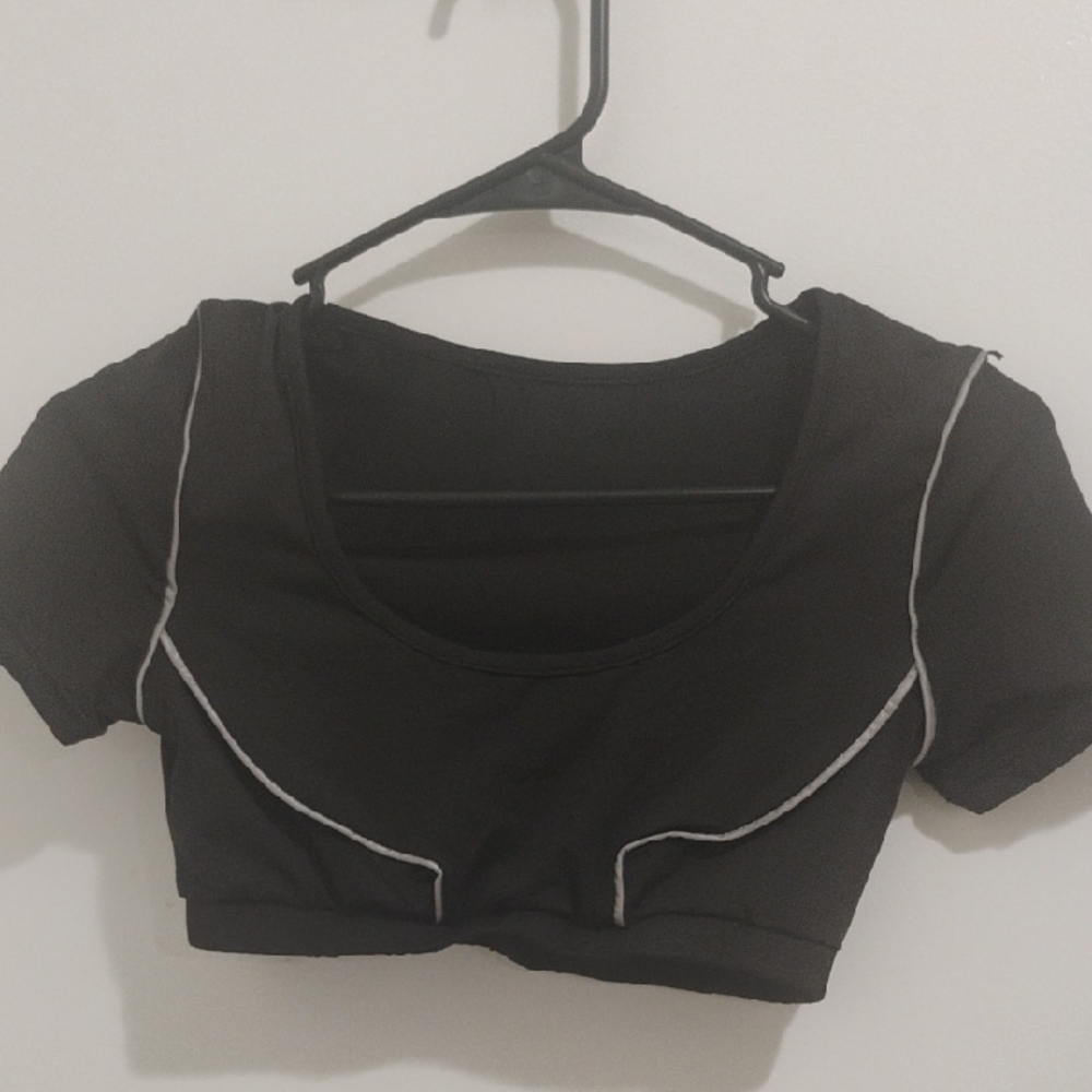 Black Crop Top with White Trim